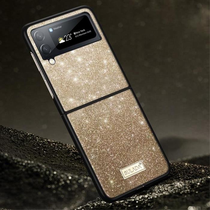 SULADA - SULADA Galaxy Z Flip 4 Skal Glitter Sequins - Guld