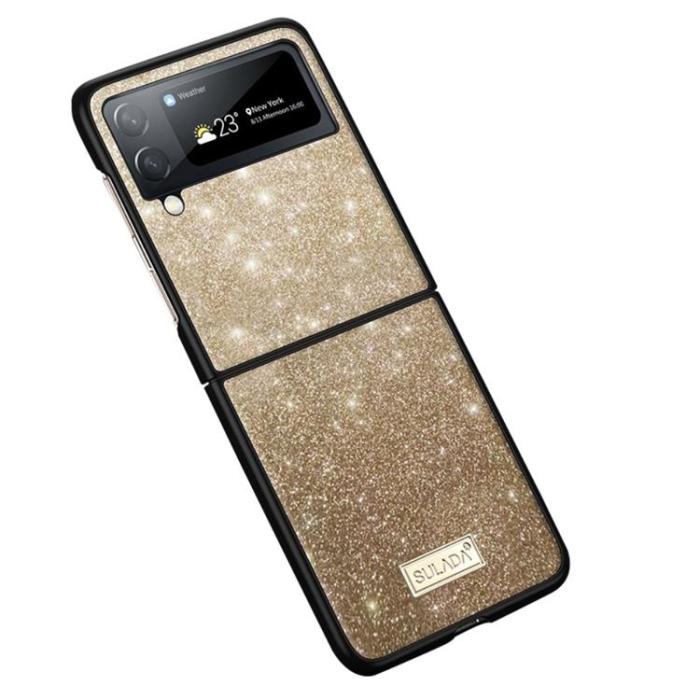 SULADA - SULADA Galaxy Z Flip 4 Skal Glitter Sequins - Guld