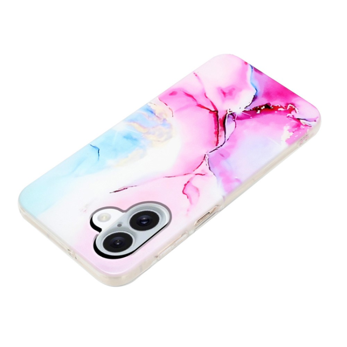 A-One Brand - iPhone 17 Mobilskal Marble Pattern Painted TPU - Rosa / Blå