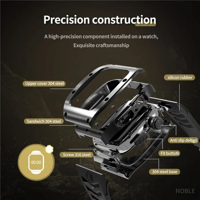 Shelbox - Shellbox Apple Watch 44mm Armband Silikon Metal - Svart