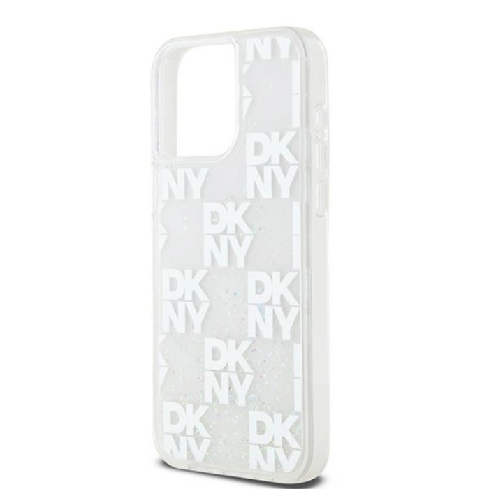 DKNY - DKNY iPhone 15 Pro Max Mobilskal Liquid Glitter Multi Logo - Vit