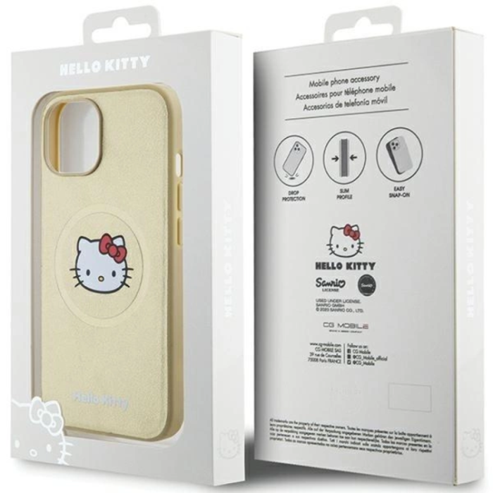 Hello Kitty - Hello Kitty iPhone 14 Mobilskal Magsafe Läder Kitty Head - Guld
