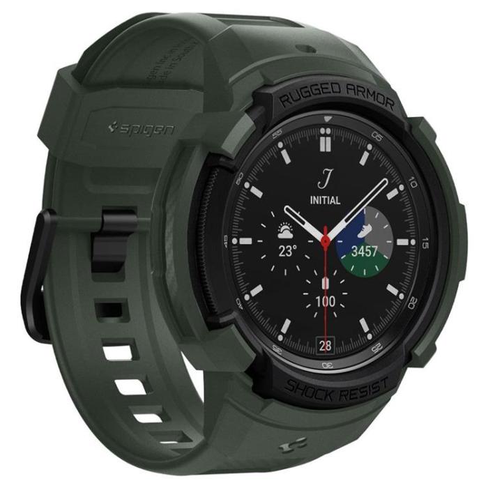 UTGATT1 - Spigen Rugged Armor Pro Strap Galaxy Watch 4 Classic (46mm) - Militär Grön