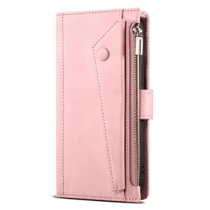 A-One Brand - iPhone 14 Plus Plånboksfodral Flap Zipper Strap - Rosa