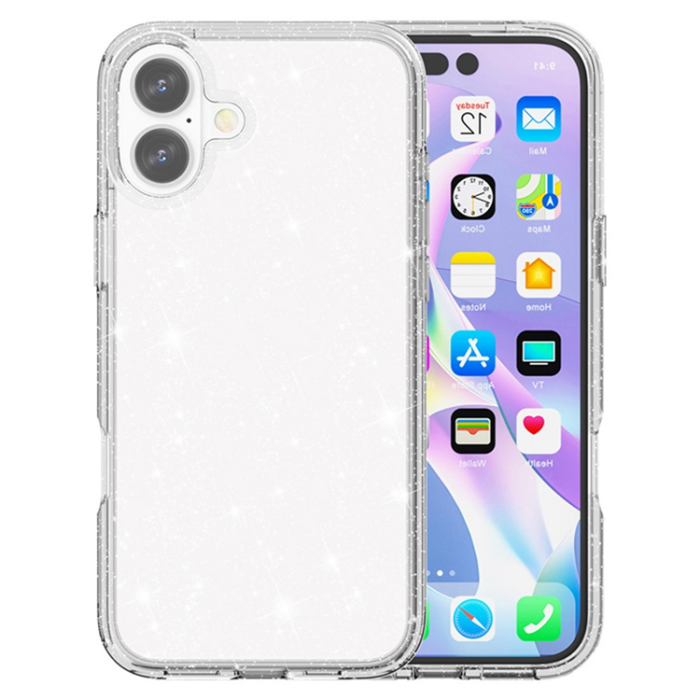AMORUS - AMORUS iPhone 17 Mobilskal Shockproof - Glitter Vit