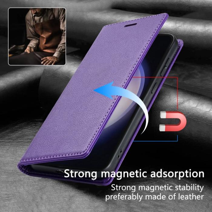Amorus - Samsung Galaxy S26 Plånboksfodral Magnetisk Stängning Konstläder - Lila