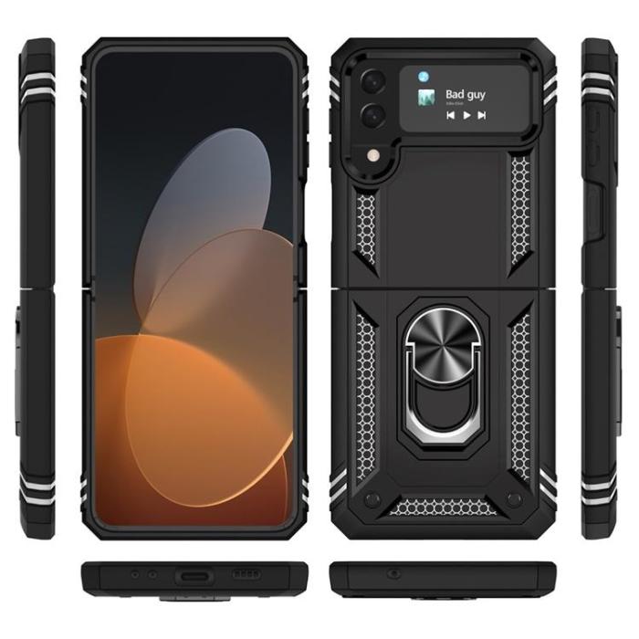A-One Brand - Galaxy Z Flip 4 Skal Ringhållare Kickstand - Svart