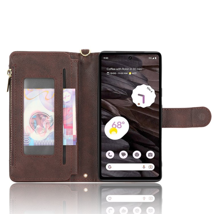 A-One Brand - Google Pixel 7A Plånboksfodral Zipper - Brun