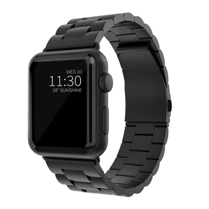 A-One Brand - Apple Watch 2/3/4/5/6/7/SE (42/44/45mm) Armband Metall - Svart