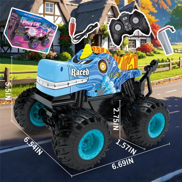 OEM - RC Bil Tecknad Stuntbil Leksak med Ljus och Musik för Barn (Ålder 3+)