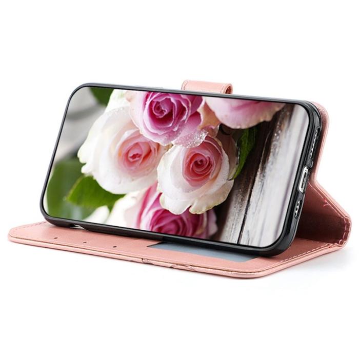 OEM - Samsung Galaxy A57 Plånboksfodral Konstläder Ställ Impräntad Ros - Roséguld