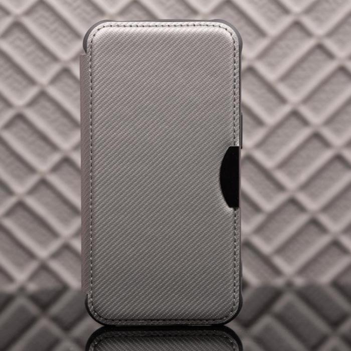 OEM - Galaxy S22 Plånboksfodral Smart Carbon - Silver