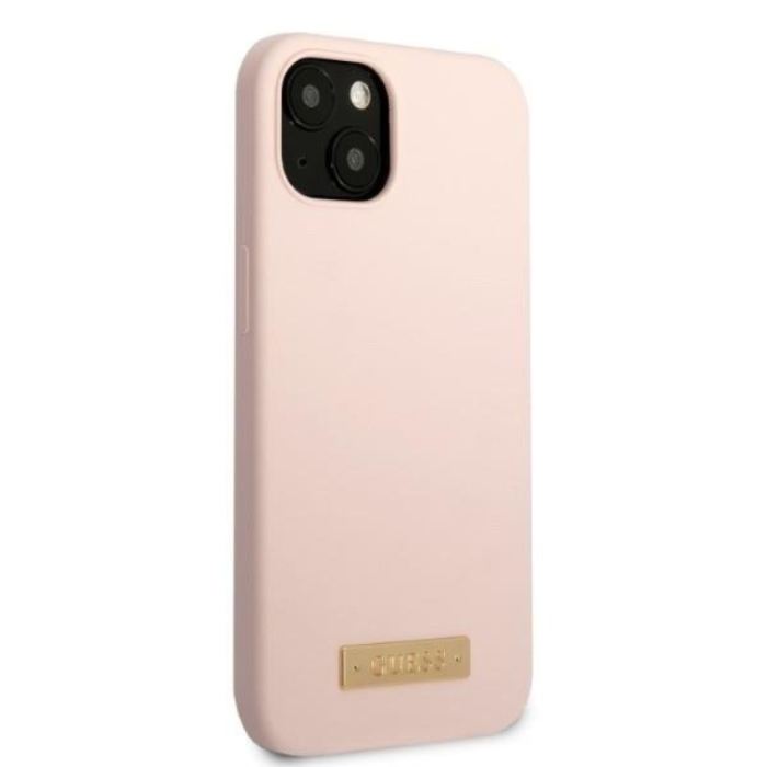 Guess - Guess iPhone 13 Mini Skal MagSafe Silicone Logo Plate - Rosa