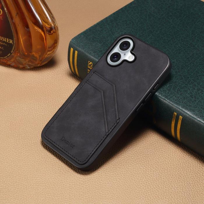 DENIOR - DENIOR Mobilskal till iPhone 17 PU Läder + TPU + PC - Svart