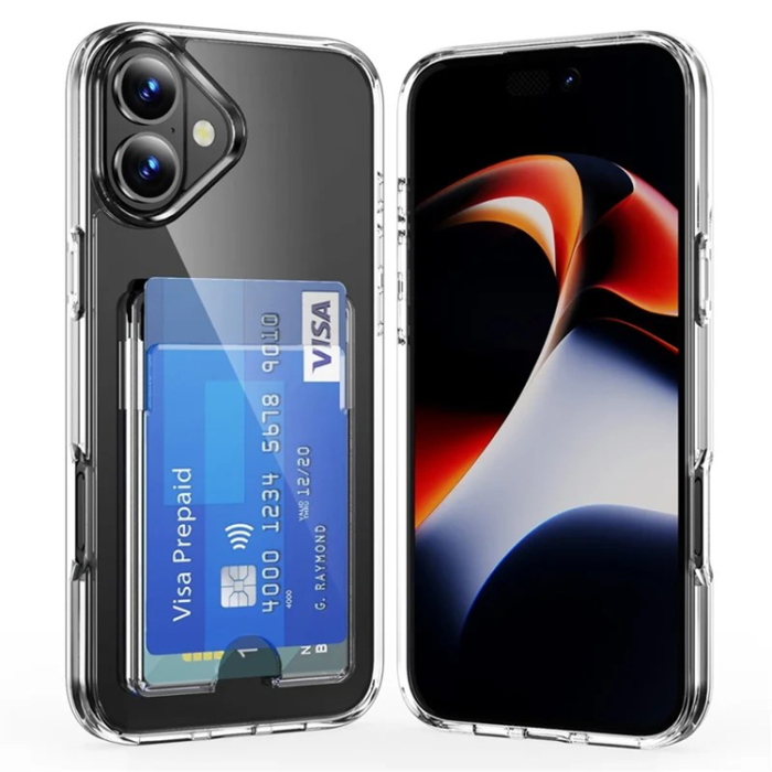 WANLONFENG - WANLONFENG iPhone 17 Mobilskal Korthållare med Härdat Glas Skärmskydd