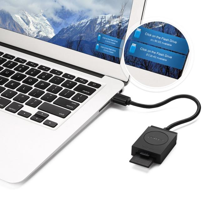 Ugreen - UGreen SD / micro SD Kortläsare till USB 3.0 - Svart