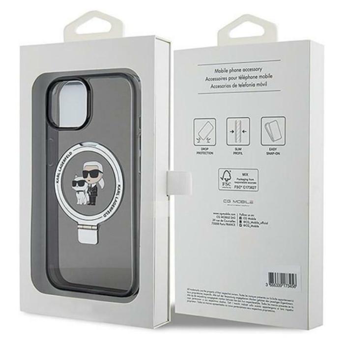 KARL LAGERFELD - KARL LAGERFELD iPhone 15/14/13 Mobilskal MagSafe Ringställ - Svart