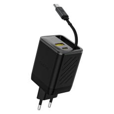 Dudao - Dudao Snabbladdare 67W USB-C GaN med Inbyggd Utdragbar A67EU - Svart
