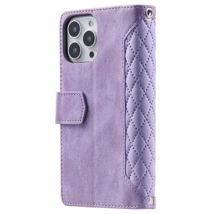 A-One Brand - iPhone 13 Pro Max Plånboksfodral Rhombus Grid - Lila