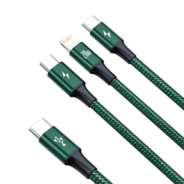 BASEUS - Baseus 3in1 USB-A till USB-C, Lightning, microUSB kabel 1.5m