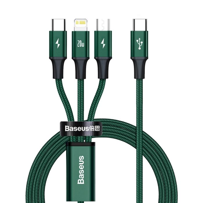 BASEUS - Baseus 3in1 USB-A till USB-C, Lightning, microUSB kabel 1.5m