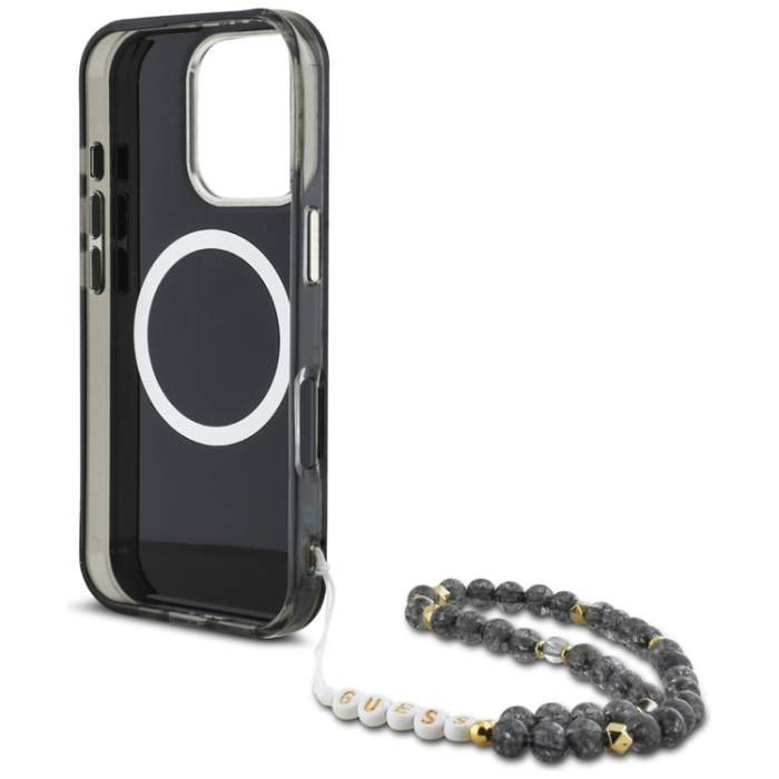 Guess - Guess iPhone 16 Pro Max Mobilskal Magsafe Palm Trees Med Pearl Strap
