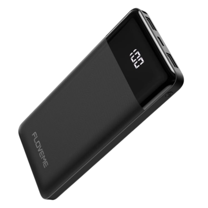 Floveme - Floveme Powerbank Twill Digital Display 10000mah - Svart