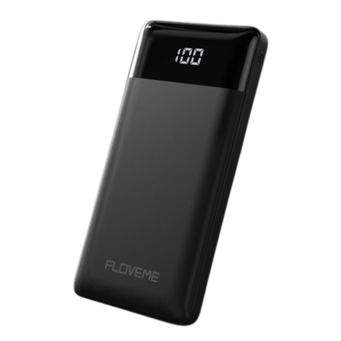 Floveme - Floveme Powerbank Twill Digital Display 10000mah - Svart