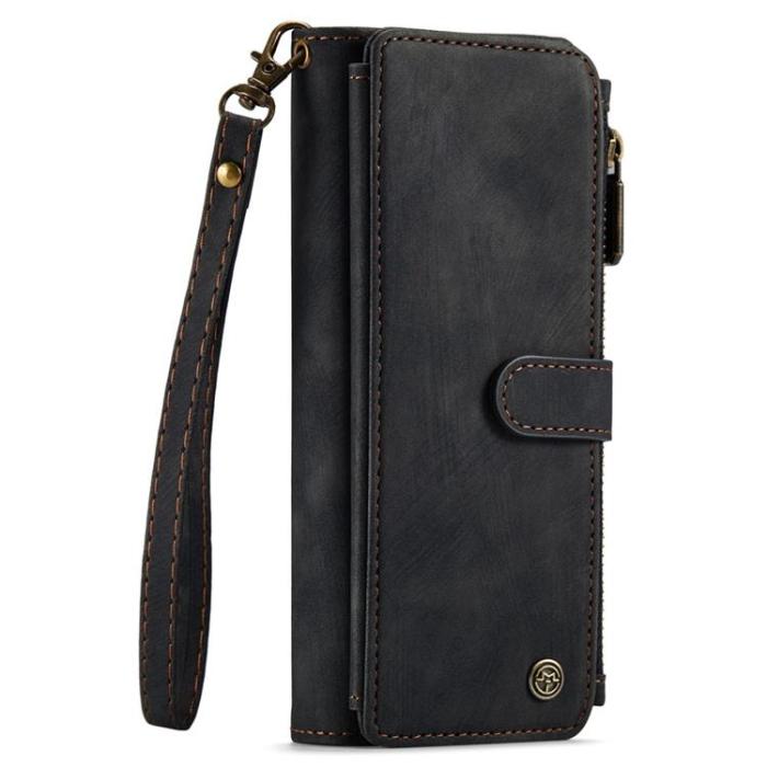Caseme - CASEME Galaxy Z Fold 4 Plånboksfodral Zipper PU-Läder Stativ - Svart