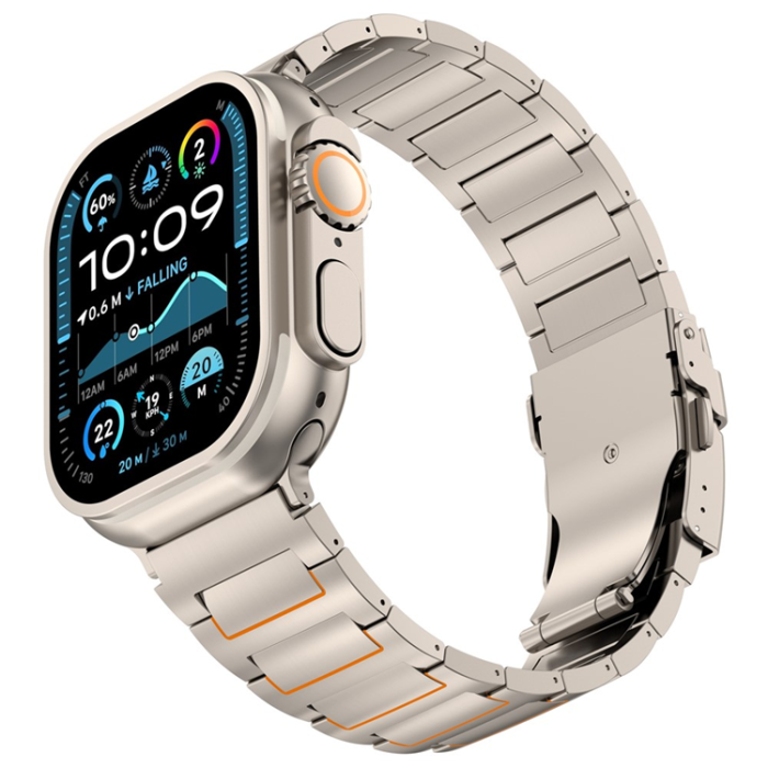 A-One Brand - Apple Watch (42/44/45/46/49mm) Armband Titanium Alloy - Orange/Titanium