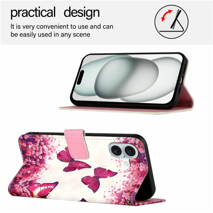A-One Brand - iPhone 16 Plånboksfodral Printing Pattern Med Rem