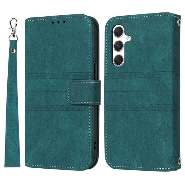 OEM - Plånboksfodral för Samsung Galaxy S26 Konstläder med handledsrem - Svartgrön