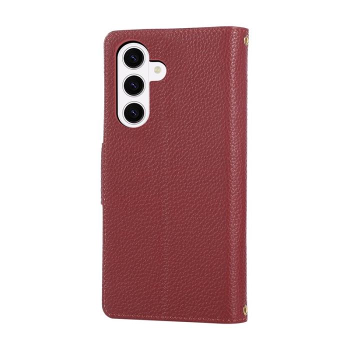 OEM - Plånboksfodral för Samsung Galaxy S26 Konstläder med handledsrem - Vinröd