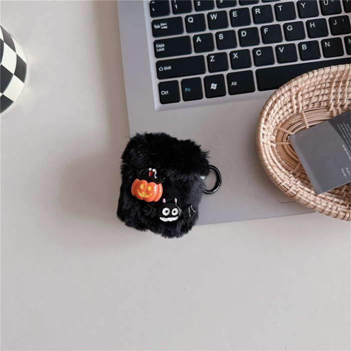 A-One Brand - Airpods 1/2 Skal med Trådlös Laddning TPU - Fluffy Pumpkin Bat