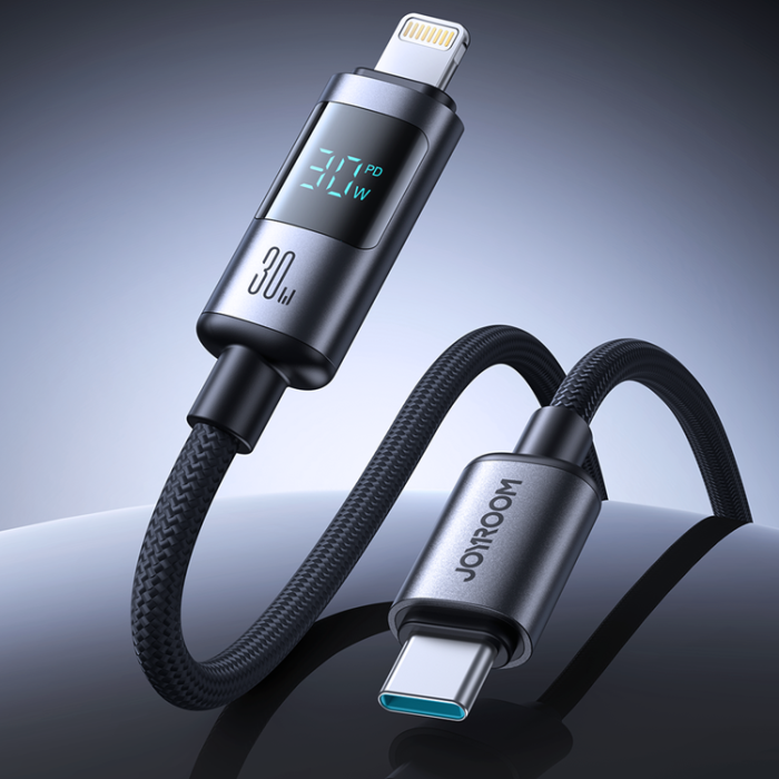 Joyroom - Joyroom USB-C - Lightning kabel 30W 1.2m med Display - Svart