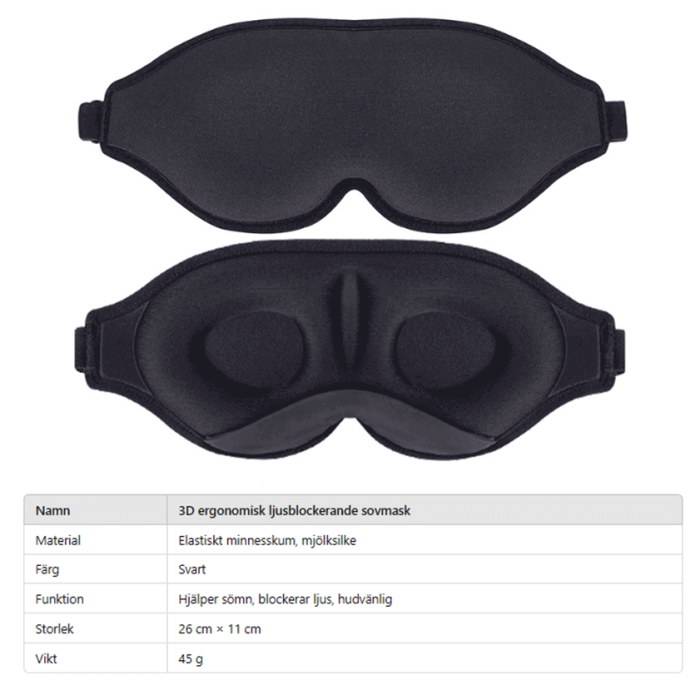OEM - Lyxig 3D Sovmask – Sov bättre var du än är