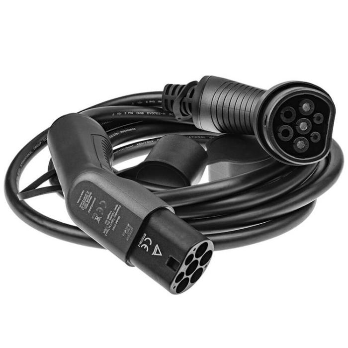 UTGATT1 - GREENCELL Laddkabel Elbil EV09 Typ2 5m 7.2kW 32A 1-FAS Svart IP55 - Svart