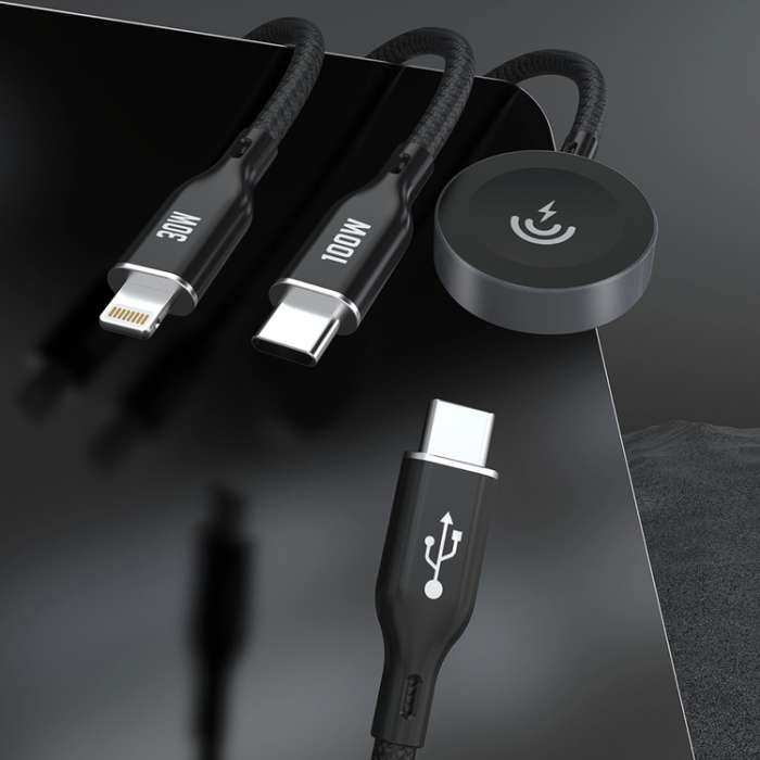 Dudao - Dudao 3in1 Apple Watch Laddare Med USB-C/Lightning Kabel A12Max Plus - Svart