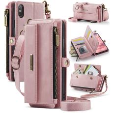 Caseme - CASEME Pl&aring;nboksfodral f&ouml;r iPhone XS Max 6.5 tum RFID-Skydd Konstl&auml;der Rosa