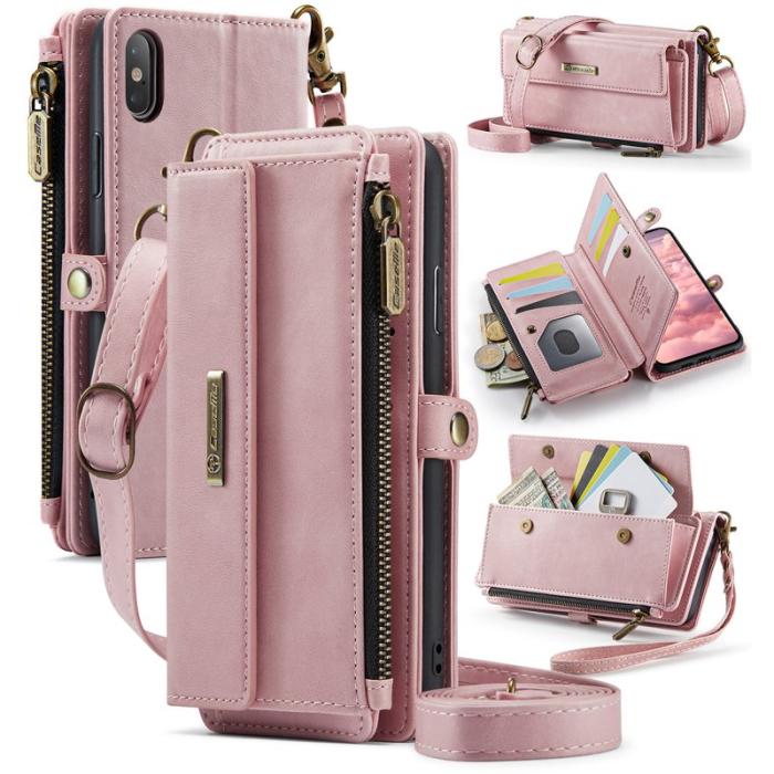 Caseme - CASEME Plånboksfodral för iPhone XS Max 6.5 tum RFID-Skydd Konstläder Rosa