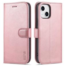 AZNS - AZNS iPhone 14 Pl&aring;nboksfodral Konstl&auml;der - Skyddande St&auml;ll - Ros&eacute;guld