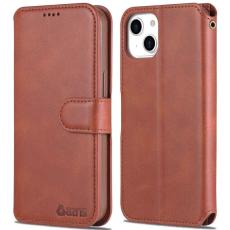 AZNS - AZNS iPhone 14 Pl&aring;nboksfodral Konstl&auml;der - St&auml;llning Magnetisk - Brun