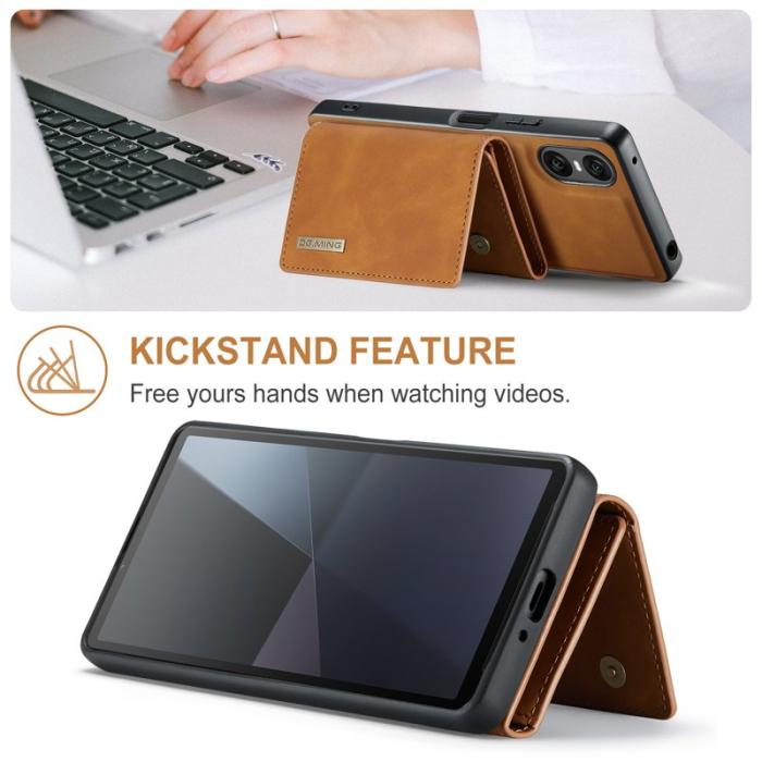 DG.MING - DG.MING Sony Xperia 10 VI Kickstand Konstläder Plånboksfodral - Brun