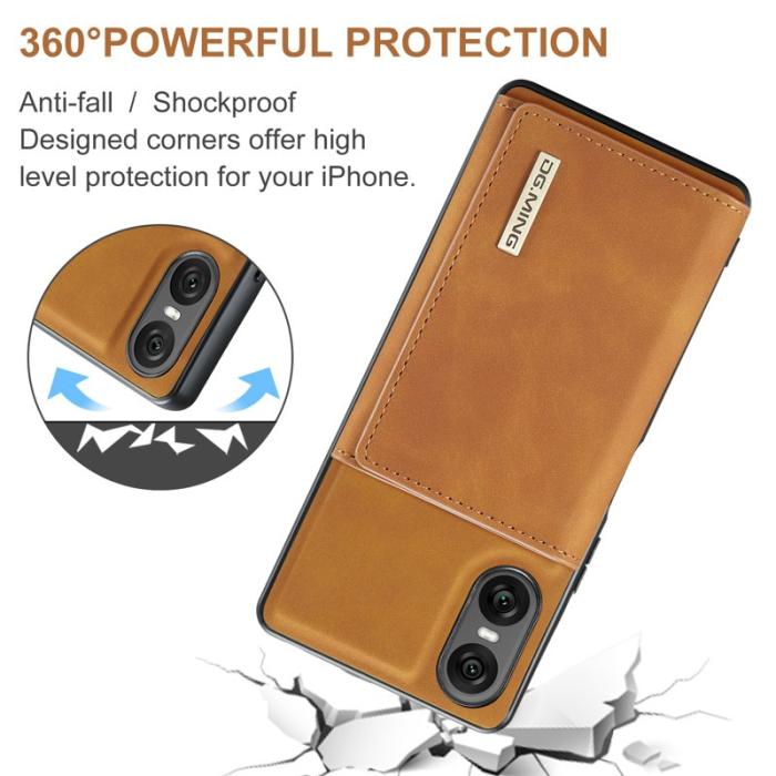 DG.MING - DG.MING Sony Xperia 10 VI Kickstand Konstläder Plånboksfodral - Brun