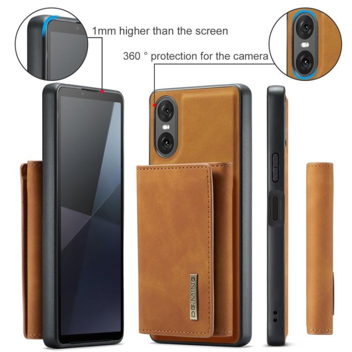 DG.MING - DG.MING Sony Xperia 10 VI Kickstand Konstläder Plånboksfodral - Brun
