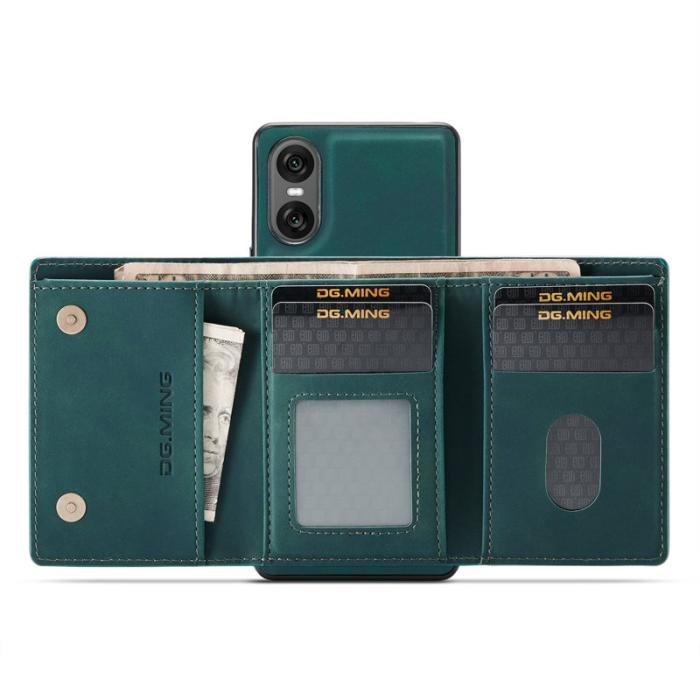 DG.MING - DG.MING Sony Xperia 10 VI Kickstand Konstläder Plånboksfodral Grön