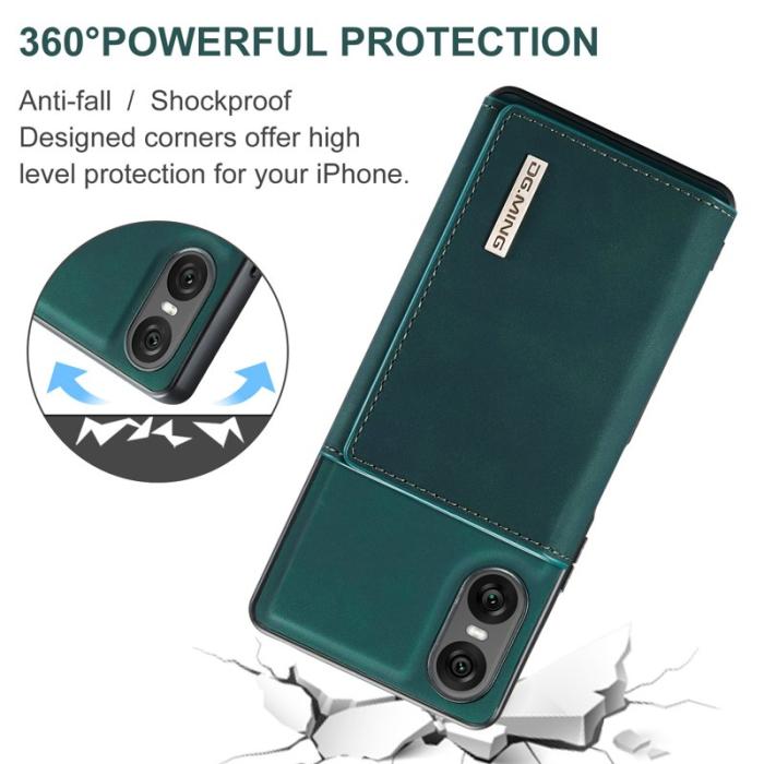 DG.MING - DG.MING Sony Xperia 10 VI Kickstand Konstläder Plånboksfodral Grön