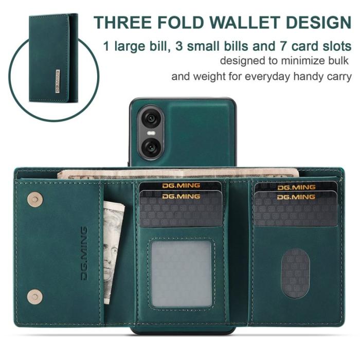 DG.MING - DG.MING Sony Xperia 10 VI Kickstand Konstläder Plånboksfodral Grön