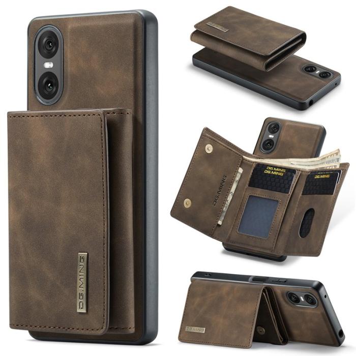 DG.MING - DG.MING Sony Xperia 10 VI Kickstand Konstläder Plånboksfodral Brun