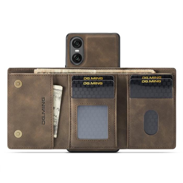 DG.MING - DG.MING Sony Xperia 10 VI Kickstand Konstläder Plånboksfodral Brun